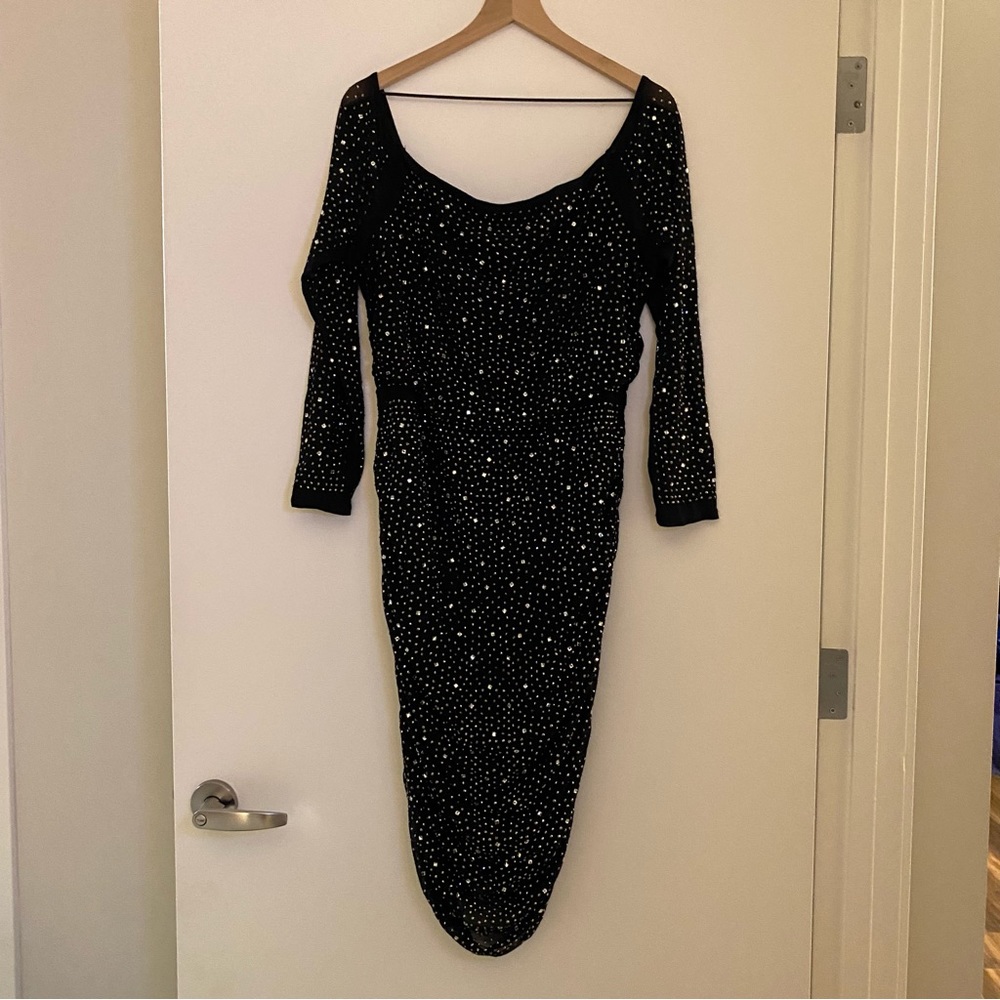 Ruched rhinestone dress